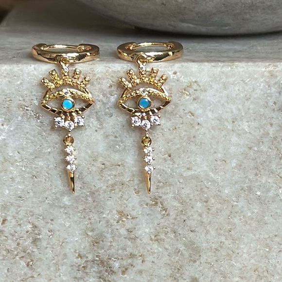 MYEARS Women Gold Huggie Hoop Earrings Dangle Drop 14K Gold Filled - Picture 4 of 7